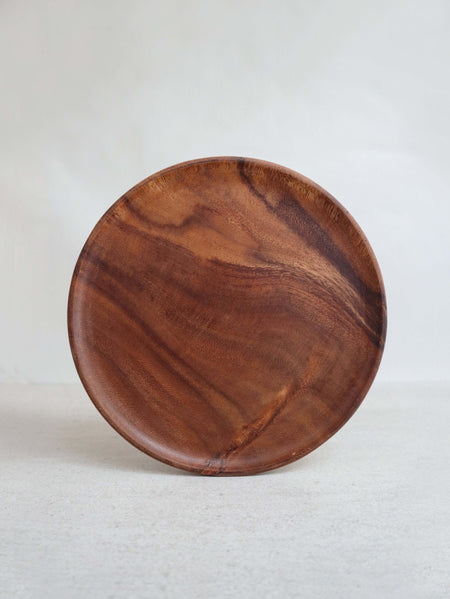 medium round wooden plate acacia wood handmade