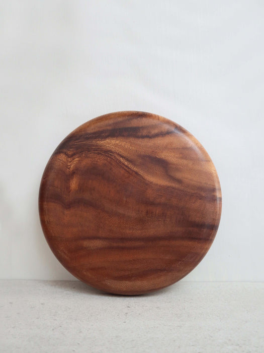 medium round wooden plate acacia wood handmade