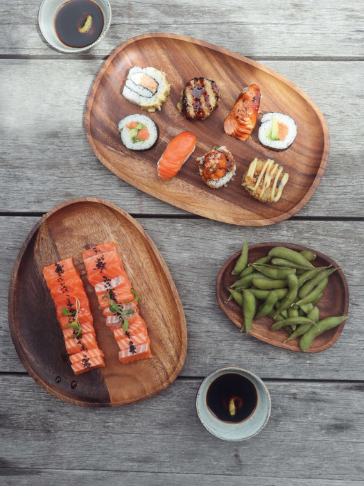 wooden serving plate set sushi plate minimalistic style