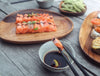 wooden serving plate set sushi plate minimalistic style