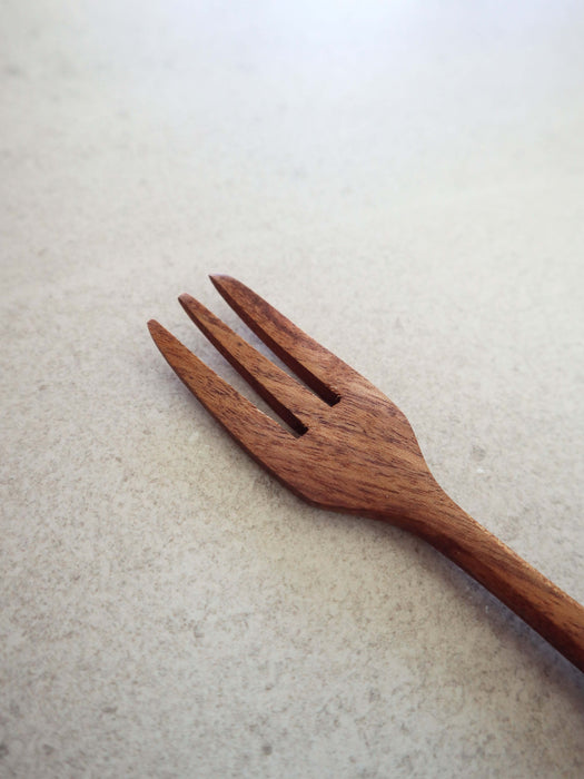 wooden handmade fork teak wood minimalistic style